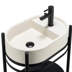 Meuble Buanderie|Homesight Meuble sous vasque en métal l.55 x H.89,5 x P.37,5 cm, Pao
