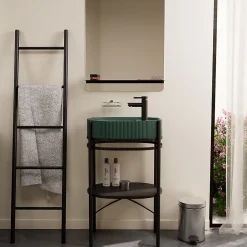 Meuble Buanderie|Homesight Meuble sous vasque en métal l.55 x H.89,5 x P.37,5 cm, Pao