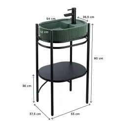 Meuble Buanderie|Homesight Meuble sous vasque en métal l.55 x H.89,5 x P.37,5 cm, Pao