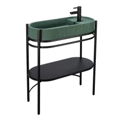 Homesight Meuble sous vasque en métal l.81 x H.89,5 x P.37,5 cm, Pao