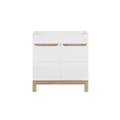 Meuble Sous-Vasque|Meublorama Meuble sous vasque ERMANO Chene clair et blanc brillant 80x84 cm 1 porte À poser