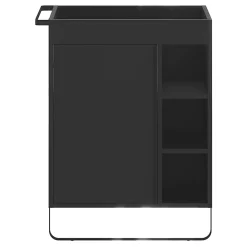 GoodHome Meuble sous vasque faible profondeur à poser avec porte-serviettes noir l.65 x H.82 x P.36 cm, Maza