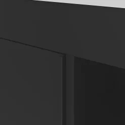 GoodHome Meuble sous vasque faible profondeur à poser avec porte-serviettes noir l.65 x H.82 x P.36 cm, Maza