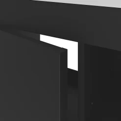 GoodHome Meuble sous vasque faible profondeur à poser avec porte-serviettes noir l.65 x H.82 x P.36 cm, Maza