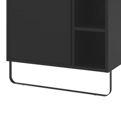 GoodHome Meuble sous vasque faible profondeur à poser avec porte-serviettes noir l.65 x H.82 x P.36 cm, Maza
