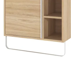 Meuble Buanderie|Meuble De Salle De Bains Faible Profondeur|GoodHome Meuble sous vasque faible profondeur à poser avec porte-serviettes effet bois l.65 x H.82 x P.36 cm, Maza
