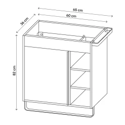 Meuble Buanderie|Meuble De Salle De Bains Faible Profondeur|GoodHome Meuble sous vasque faible profondeur à poser avec porte-serviettes effet bois l.65 x H.82 x P.36 cm, Maza
