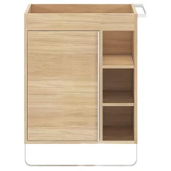 Meuble Buanderie|Meuble De Salle De Bains Faible Profondeur|GoodHome Meuble sous vasque faible profondeur à poser avec porte-serviettes effet bois l.65 x H.82 x P.36 cm, Maza