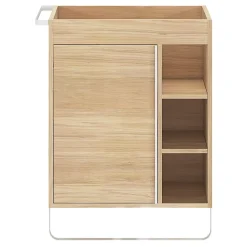 Meuble Buanderie|Meuble De Salle De Bains Faible Profondeur|GoodHome Meuble sous vasque faible profondeur à poser avec porte-serviettes effet bois l.65 x H.82 x P.36 cm, Maza