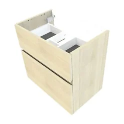 Cooke & Lewis Meuble sous vasque faible profondeur effet chêne l.60 cm 2 tiroirs, Calao