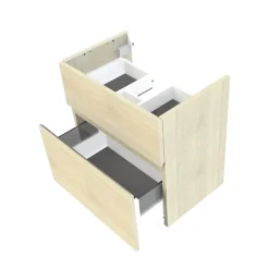 Cooke & Lewis Meuble sous vasque faible profondeur effet chêne l.60 cm 2 tiroirs, Calao