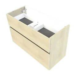 Meuble Buanderie|Meuble De Salle De Bains Faible Profondeur|Cooke & Lewis Meuble sous vasque faible profondeur effet chêne l.90 cm 2 tiroirs, Calao