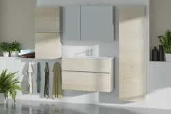 Meuble Buanderie|Meuble De Salle De Bains Faible Profondeur|Cooke & Lewis Meuble sous vasque faible profondeur effet chêne l.90 cm 2 tiroirs, Calao