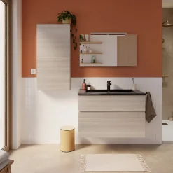 Meuble Buanderie|Meuble De Salle De Bains Faible Profondeur|Cooke & Lewis Meuble sous vasque faible profondeur effet chêne l.90 cm 2 tiroirs, Calao