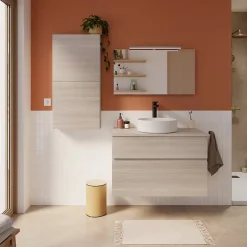 Meuble Buanderie|Meuble De Salle De Bains Faible Profondeur|Cooke & Lewis Meuble sous vasque faible profondeur effet chêne l.90 cm 2 tiroirs, Calao