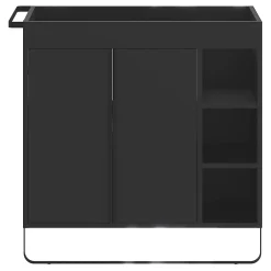 GoodHome Meuble sous vasque faible profondeur à poser avec porte-serviettes noir l.85 x H.82 x P.36 cm, Maza