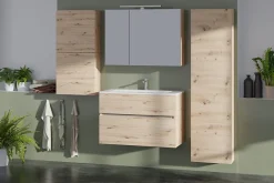 Meuble Buanderie|Meuble De Salle De Bains Faible Profondeur| Meuble sous vasque faible profondeur effet chêne artisan l.90 cm 2 tiroirs, Calao
