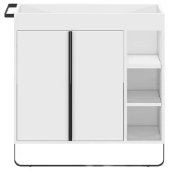 Meuble Buanderie|Meuble De Salle De Bains Faible Profondeur|GoodHome Meuble sous vasque faible profondeur à poser avec porte-serviettes blanc l.85 x H.82 x P.36 cm, Maza