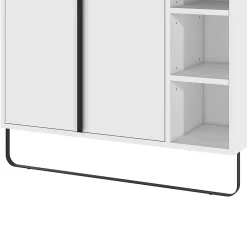 Meuble Buanderie|Meuble De Salle De Bains Faible Profondeur|GoodHome Meuble sous vasque faible profondeur à poser avec porte-serviettes blanc l.85 x H.82 x P.36 cm, Maza
