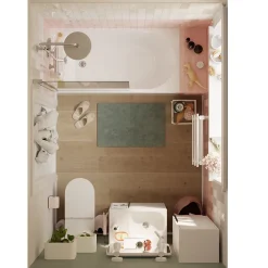 Meuble Buanderie|Meuble De Salle De Bains Faible Profondeur|GoodHome Meuble sous vasque faible profondeur à poser avec porte-serviettes blanc l.65 x H.82 x P.36 cm, Maza