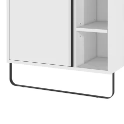 Meuble Buanderie|Meuble De Salle De Bains Faible Profondeur|GoodHome Meuble sous vasque faible profondeur à poser avec porte-serviettes blanc l.65 x H.82 x P.36 cm, Maza