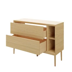 GoodHome Meuble sous vasque Avela placage chêne 100 cm + plan de toilette Avela 120 cm + niche 20 cm + pieds