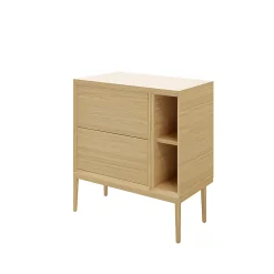 Meuble Buanderie|GoodHome Meuble sous vasque Avela placage chêne 60 cm + plan de toilette Avela 80 cm + niche 20 cm + pieds