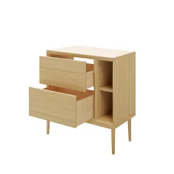 Meuble Buanderie|GoodHome Meuble sous vasque Avela placage chêne 60 cm + plan de toilette Avela 80 cm + niche 20 cm + pieds