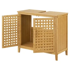 [En.Casa] Meuble sous vasque Ingmarsö avec 2 portes en bambou 60 x 67 x 30 cm en.casa