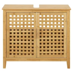 [En.Casa] Meuble sous vasque Ingmarsö avec 2 portes en bambou 60 x 67 x 30 cm en.casa