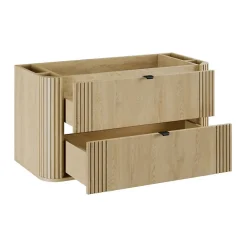 Meuble Sous-Vasque|Meublorama Meuble sous vasque KORI 100 cm chene clair 2 tiroirs suspendus