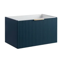 Bain-Bain Meuble sous vasque prémonté 1 tiroir bleu 80 cm STRIA -