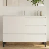 Cosyneo Meuble sous vasque seul, 3 tiroirs, 120cm, simple vasque - blanc mat - MATA