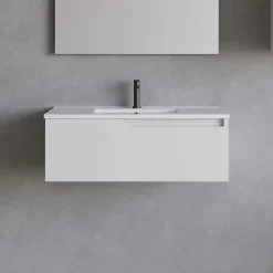Cosyneo Meuble sous vasque seul, 1 tiroir, 80cm, simple vasque - blanc mat - CADIX