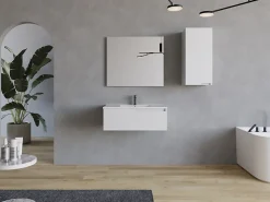 Cosyneo Meuble sous vasque seul, 1 tiroir, 80cm, simple vasque - blanc mat - CADIX