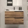 Meuble Sous Lavabo|Cosyneo Meuble sous vasque seul, 2 tiroirs, 60cm, simple vasque - tabaco (chêne foncé) - LUNA