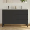Cosyneo Meuble sous vasque seul, 3 tiroirs, 120cm, double vasque - noir - MATA