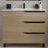 Meuble Sous Lavabo|Cosyneo Meuble sous vasque seul, 3 tiroirs, 80cm, simple vasque - madera miel (chêne clair) - MATA