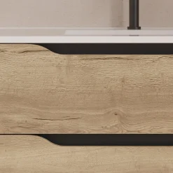 Meuble Sous Lavabo|Cosyneo Meuble sous vasque seul, 2 tiroirs et 1 porte, 80cm, vasque centrée - madera miel (bois clair) - ZARZA