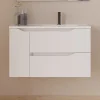 Cosyneo Meuble sous vasque seul, 2 tiroirs et 1 porte, 80cm, vasque déportée droite - blanc mat - ZARZA