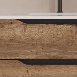 Meuble Sous Lavabo|Cosyneo Meuble sous vasque seul, 2 tiroirs et 1 porte, 80cm, vasque centrée - tabaco (bois foncé) - ZARZA