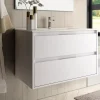 Meuble Sous Lavabo|Cosyneo Meuble sous vasque seul, 2 tiroirs, 80cm, simple vasque - blanc laqué - IRIS