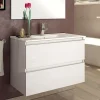 Meuble Sous Lavabo|Cosyneo Meuble sous vasque seul, 2 tiroirs, 60cm, simple vasque - blanc laqué - BALEA