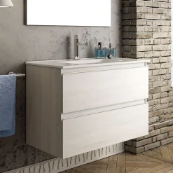 Cosyneo Meuble sous vasque seul, 2 tiroirs, 70cm, simple vasque - hibernian (bois blanchi) - BALEA