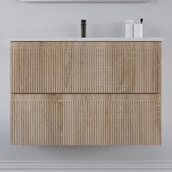 Cosyneo Meuble sous vasque seul, 2 tiroirs, 70cm, simple vasque - cambrian (chêne clair) - RIBERA