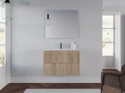 Cosyneo Meuble sous vasque seul, 2 tiroirs, 70cm, simple vasque - cambrian (chêne clair) - RIBERA