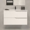 Cosyneo Meuble sous vasque seul, 2 tiroirs, 70cm, simple vasque - blanc mat - LUNA