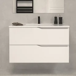 Cosyneo Meuble sous vasque seul, 2 tiroirs, 70cm, simple vasque - blanc mat - LUNA