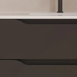 Cosyneo Meuble sous vasque seul, 2 tiroirs et 1 porte, 80cm, vasque centrée - noir - ZARZA