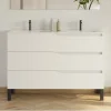 Meuble Sous Lavabo|Cosyneo Meuble sous vasque seul, 3 tiroirs, 120cm, double vasque - blanc mat - MATA